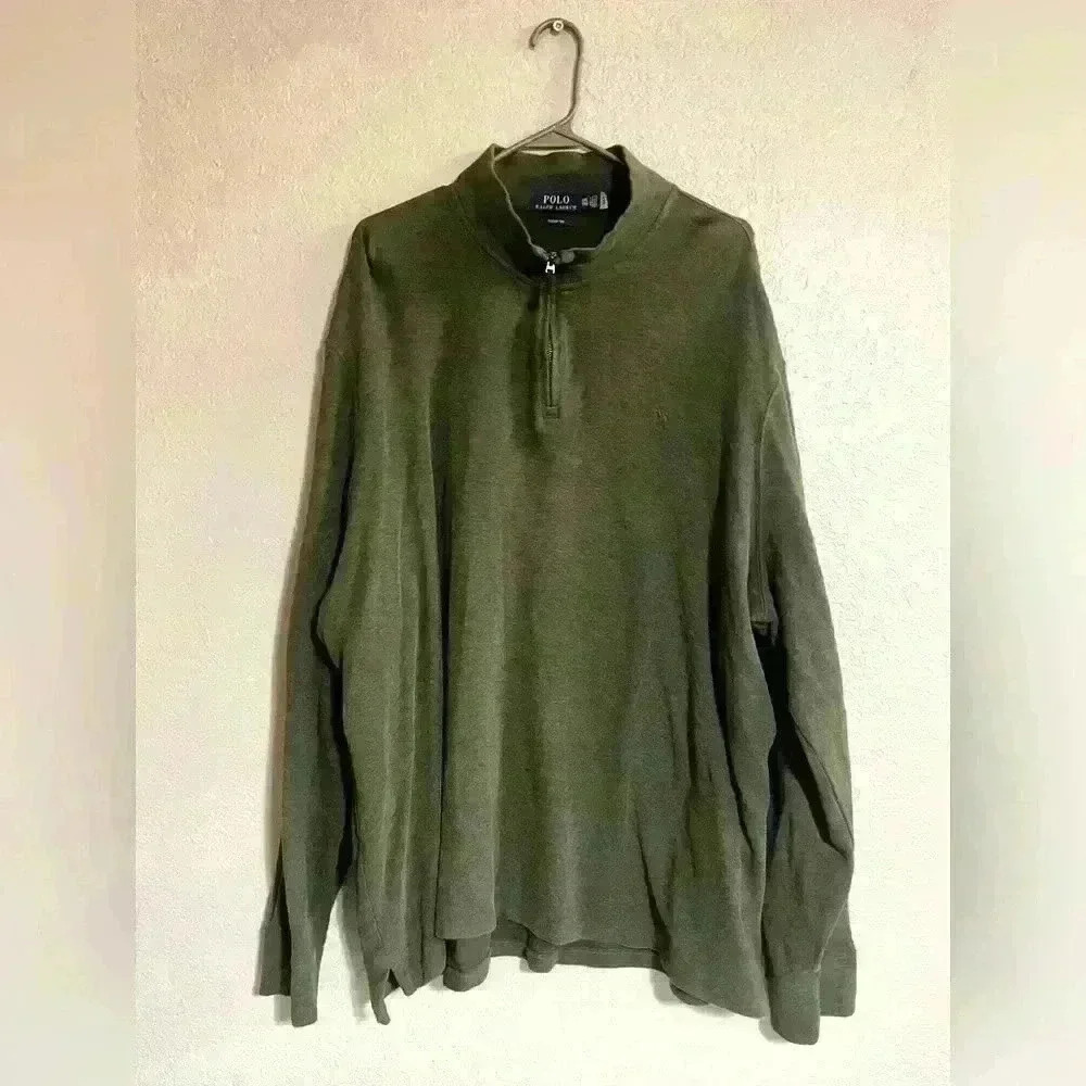 Polo Ralph Lauren Mens 2X Green‎ 1/4 Zip Pullover Sweatshirt Cotton